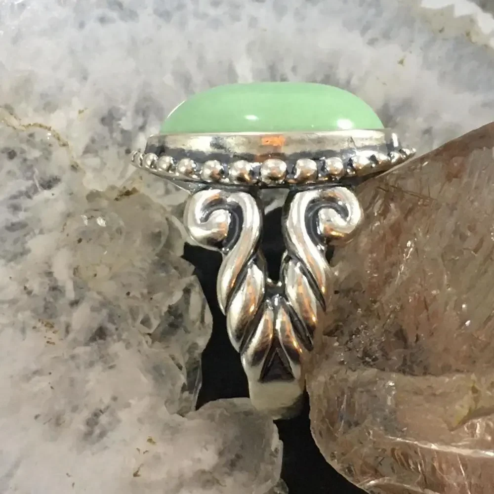 Carolyn Pollack Southwestern Style Sterling Silver Oval Variscite Decorated Ring